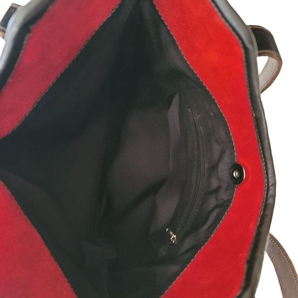 Vintage Handmade Bolivian Boho Leather Trim and Suede Tote Handbag - Picture 7 of 10